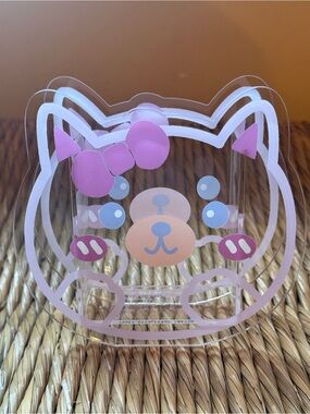 Kawaii Clear Cat-Shaped Acrylic Organizer with Lavender Accent. NWOT